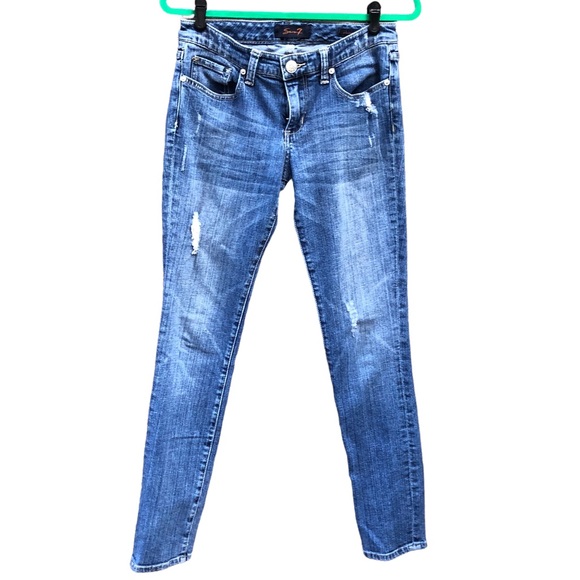 Seven7 Denim - Seven7 Jeans Skinny 6 Distressed Medium Wash Denim Cotton